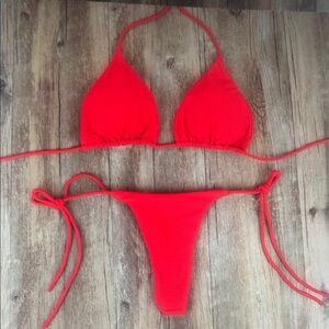Vibrant Red Halter Bikini Set